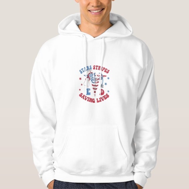 Stars Stripes E D Saving Lives Hoodie (Front)