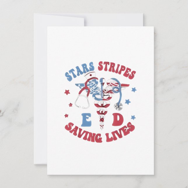 Stars Stripes E D Saving Lives Invitation (Front)