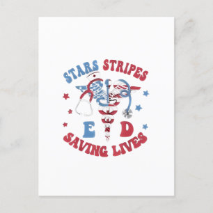 Stars Stripes E D Saving Lives Invitation Postcard