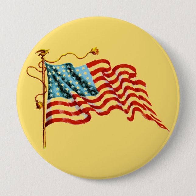 Stars & Stripes Flag - 4 Inch Round Button (Front)