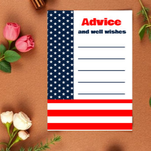 Stars & Stripes Flag 4th Of July Bridal Shower Advice Card