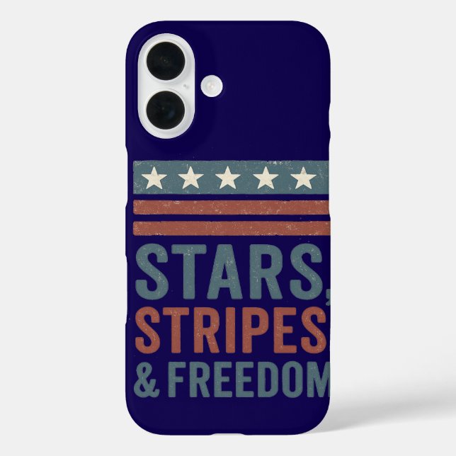 Stars Stripes & Freedom iPhone Case Patriotic USA (Back)