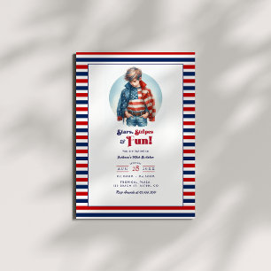 Stars, Stripes & Fun   All American Boy Birthday Invitation