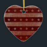 Stars & Stripes Heart Ceramic Christmas Ornament<br><div class="desc">Text can be added to this ornament to make a personalized holiday gift. If you need help,  just click on the contact link below to send the designer a personal detailed message.</div>