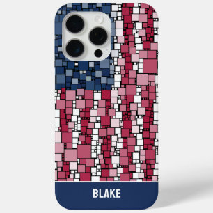 Stars & Stripes Mosaic Personalized iPhone 15 Pro Max Case