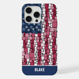 Stars & Stripes Mosaic Personalized iPhone 15 Pro Max Case