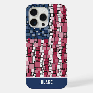 Stars & Stripes Mosaic Personalized iPhone 15 Pro Max Case