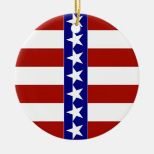Stars & Stripes of Red White And Blue Ceramic Ornament