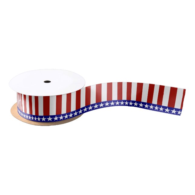 Stars & Stripes of Red White And Blue Satin Ribbon (Spool)