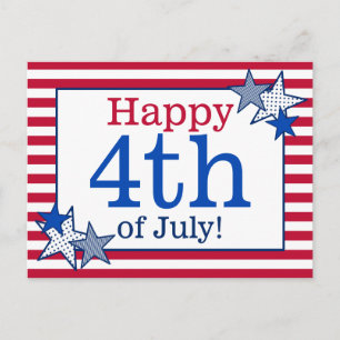Stars Stripes Patriotic 4th of July Typography Postcard