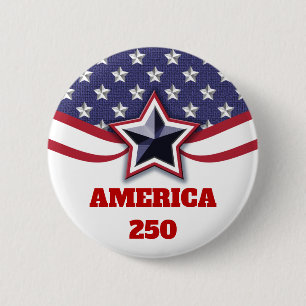 Stars Stripes Patriotic America 250 Design 2 Inch Round Button