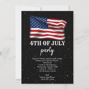Stars Stripes Patriotic American Flag 4th of July Invitation