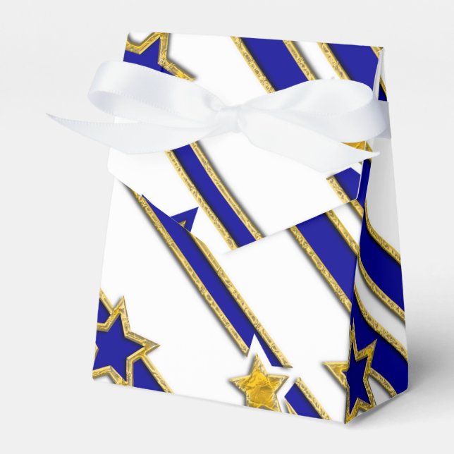 Stars & Stripes Pattern gold blue + your ideas Favor Box (Front Side)