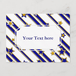 Stars & Stripes Pattern gold blue + your ideas Postcard