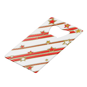 Stars & Stripes Pattern gold red blue + your ideas Wallet Bottle Opener