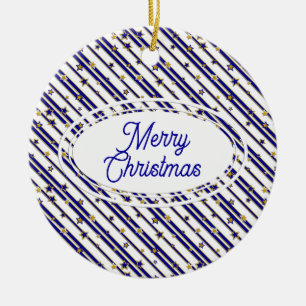 Stars & Stripes PATTERN gold red or blue Ceramic Ornament