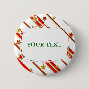 Stars & Stripes Pattern gold red+ your ideas 2 Inch Round Button