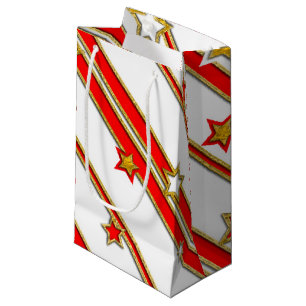 Stars & Stripes Pattern gold red + your ideas Small Gift Bag