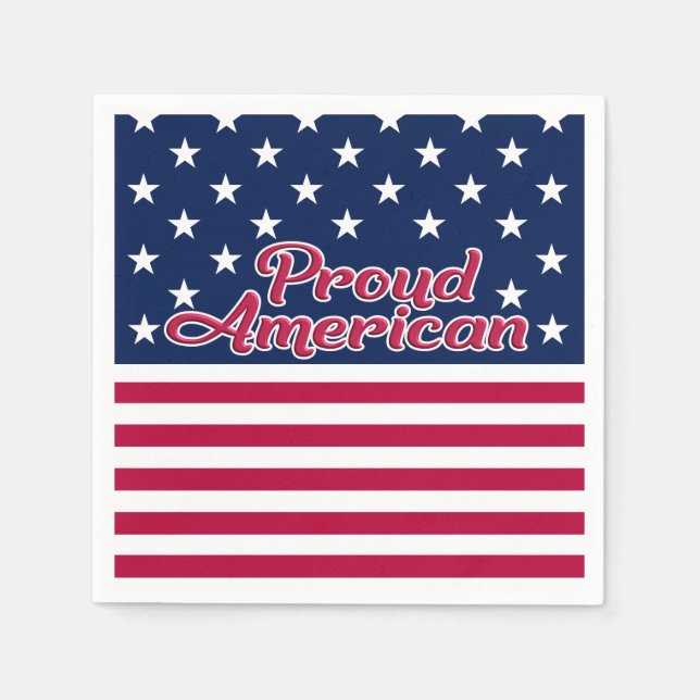 Stars & stripes proud American red blue & white Napkin (Front)