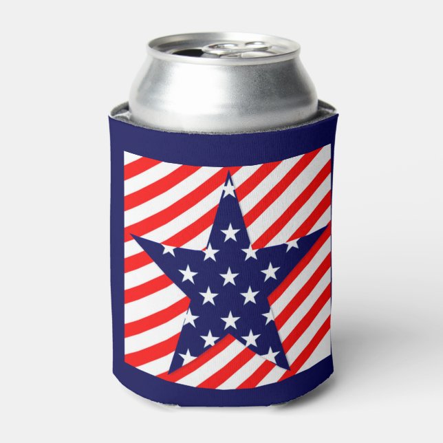 Stars & Stripes, Red White & Blue Can Cooler (Can Front)