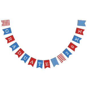 Stars & Stripes Red White Blue Graduate Bunting Flags