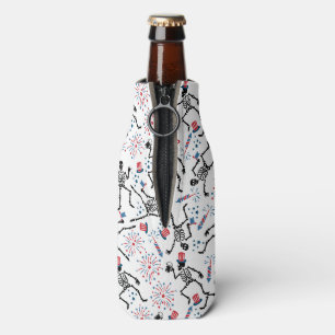 Stars, Stripes & Skeletons—Patriotic Party Vibes Bottle Cooler