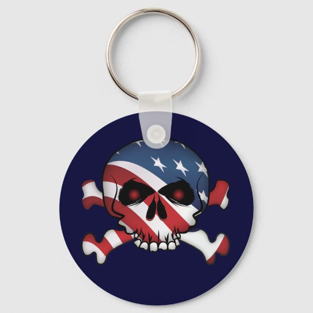 Stars & Stripes Skull Keychain (Front)