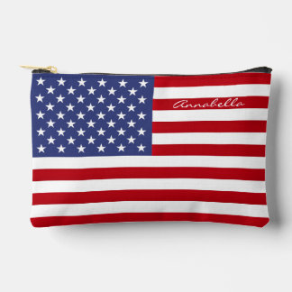 Stars & Stripes US Flag Personalized (optional) Accessory Pouch