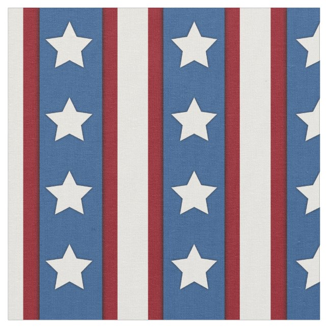 Stars & Stripes vertical red white blue Fabric (Close Up)