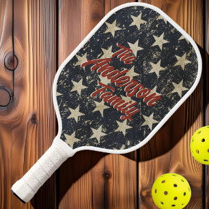 Stars & Stripes Vintage Family Name Pickleball Paddle