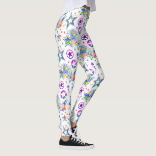 Stars Tattoo seamless pattern coloured + your idea Leggings