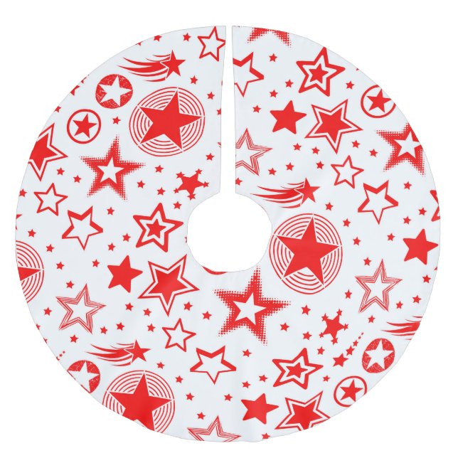 Stars Tattoos red + your ideas Brushed Polyester Tree Skirt (Front)