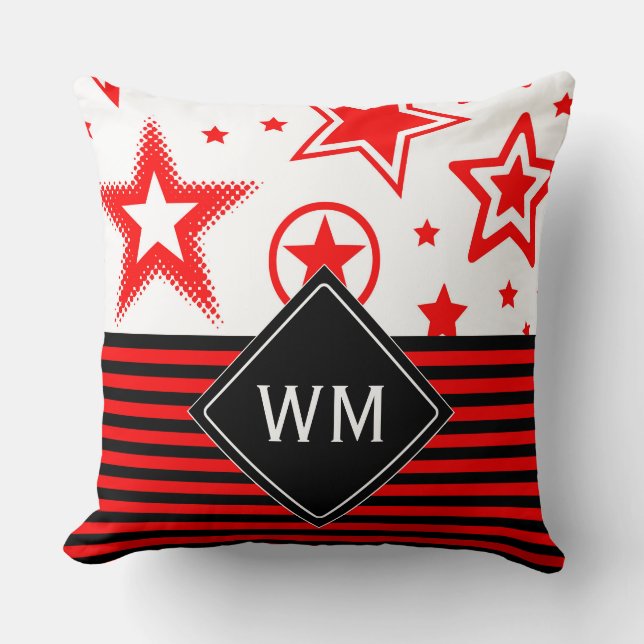 Stars Tattoos red + your ideas Throw Pillow (Front)