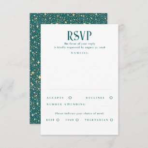 Stars Teal and Gold Wedding RSVP