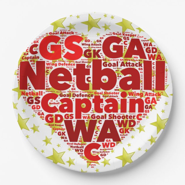 Stars Themed Netball Party Paper Plate (Front)