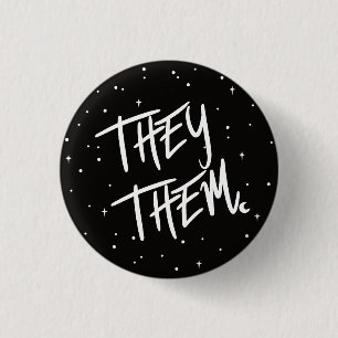 Stars They /Them Pronouns 3 Cm Round Badge 1 Inch Round Button