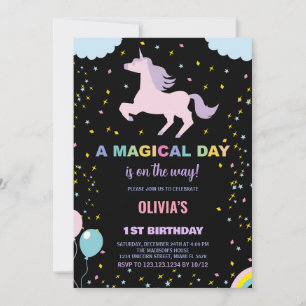 Stars Unicorn Birthday Invitations