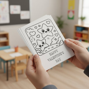 Stars Valentine’s Day Coloring for Students Postcard