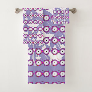 Stars With Glasses Kids Lavender Bath Towel Set