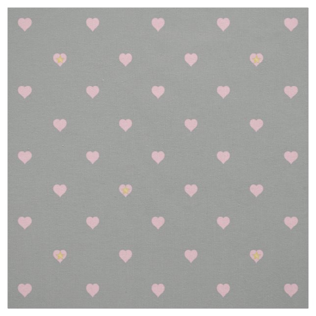 Stars Within Hearts on Grey Fabric (Swatch)