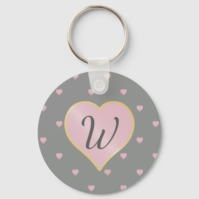 Stars Within Hearts on Grey Keychain (Front)