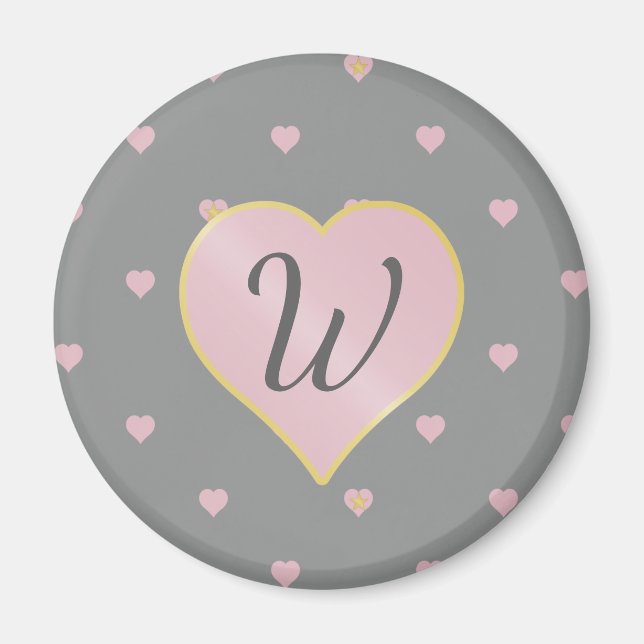 Stars Within Hearts on Grey Magnet (Front)