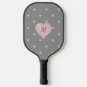 Stars Within Hearts on Grey Pickleball Paddle