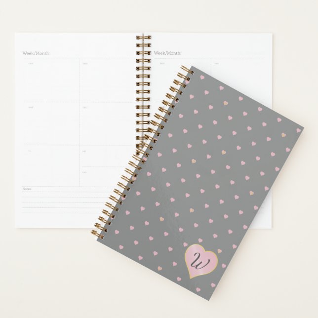 Stars Within Hearts on Grey Planner (Display)
