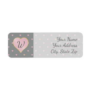 Stars Within Hearts on Grey Return Address Label