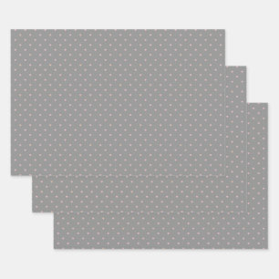 Stars Within Hearts on Grey Wrapping Paper Set