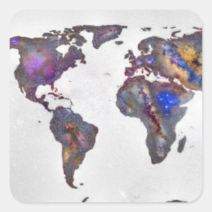 Stars world map square sticker