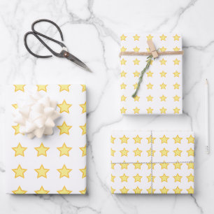 Stars Yellow simple Birthday Magical party Wrapping Paper Sheet
