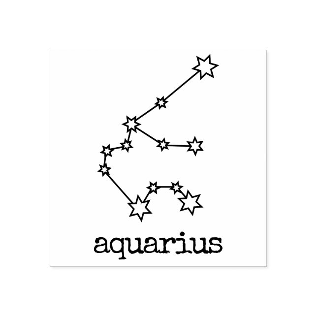 Stars Zodiac Celestial Horoscope Aquarius Rubber Stamp (Imprint)