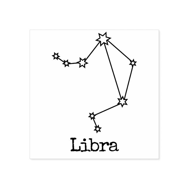 Stars Zodiac Celestial Horoscope Libra Rubber Stamp (Imprint)